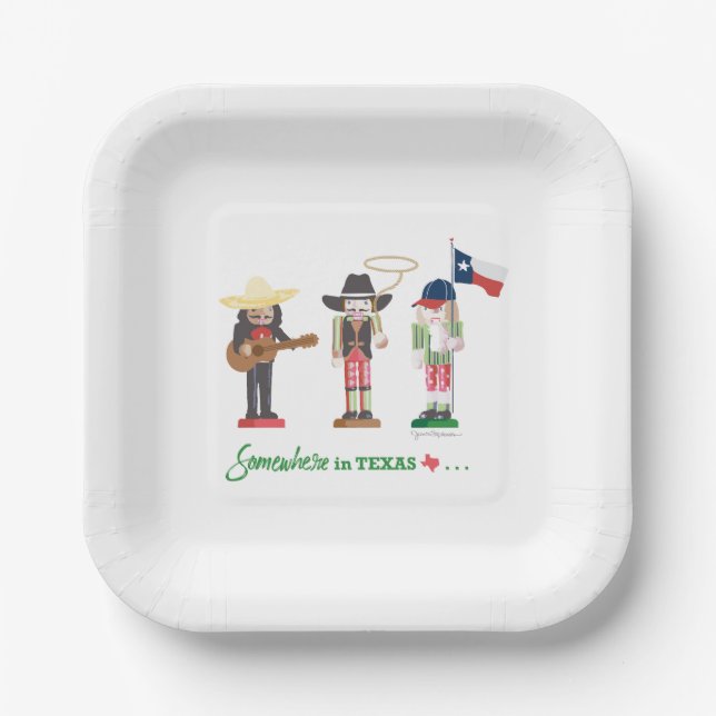 "Irgendwo in Texas", Texas Nussknacker Geschenk Ta Pappteller (Vorderseite)