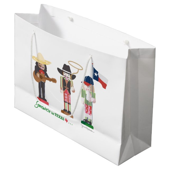 "Irgendwo in Texas", Texas Nutcrackers Große Geschenktüte (Vorderseite Schrägansicht)