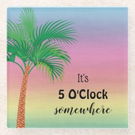Irgendwo ist es 5 Uhr| Tropischer Sonnenuntergang  Glasuntersetzer