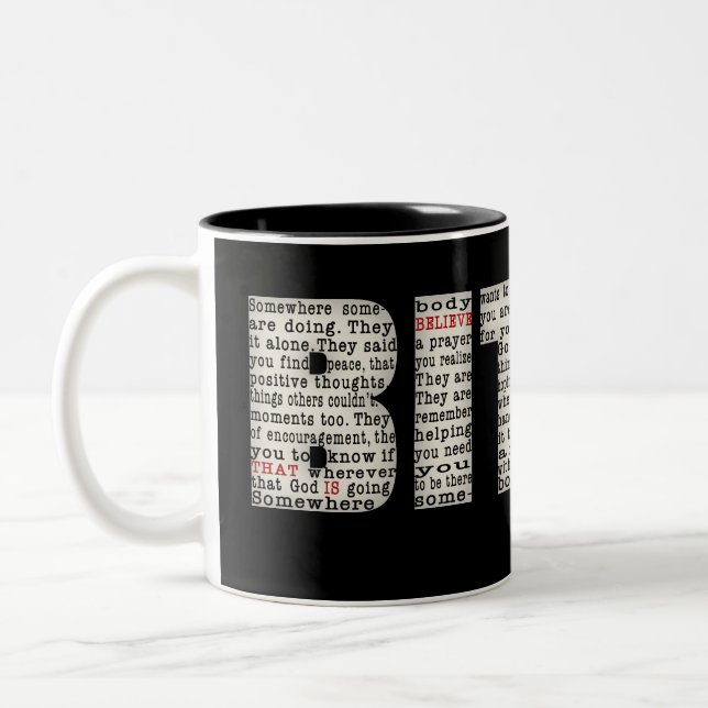 Irgendwo jemand (BITUB) Zweifarbige Tasse (Links)