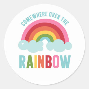 Irgendwo über dem Regenbogenaufkleber Runder Aufkleber