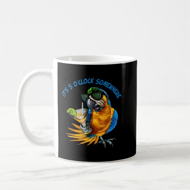 Irgendwo um 5 Uhr trinkt man Papagei Kaffeetasse (Links)