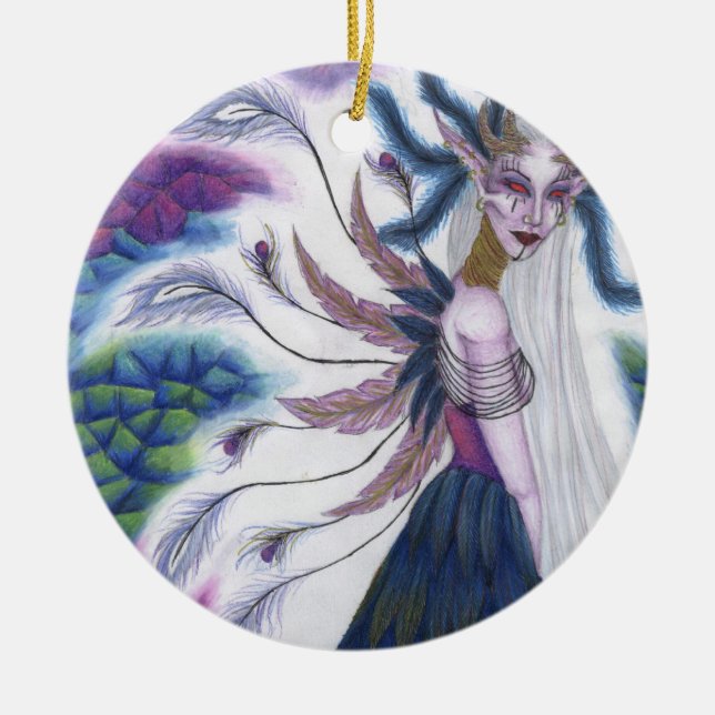 Iridescence-runde Verzierung Keramikornament (Vorne)