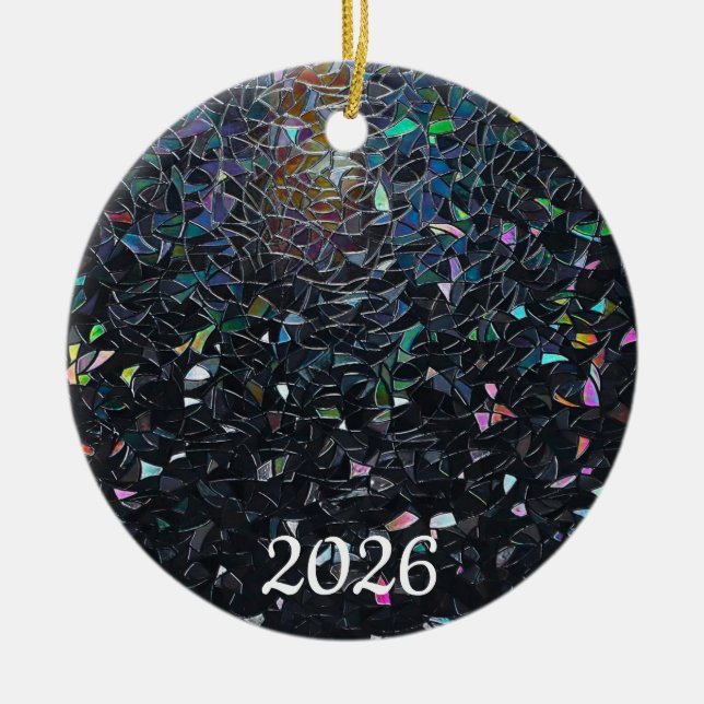 Iridescent Abstract Stained Glass Pattern Keramik Ornament (Vorne)