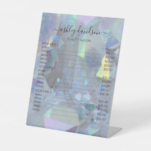 Iridescent Angel Aura Quarz Crystal Pedestal Sign Sockelschild