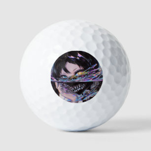 Iridescent Anime Horror: Liquid Smile Monster Golfball