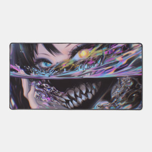 Iridescent Anime Horror: Liquid Smile Monster Schreibtischunterlage