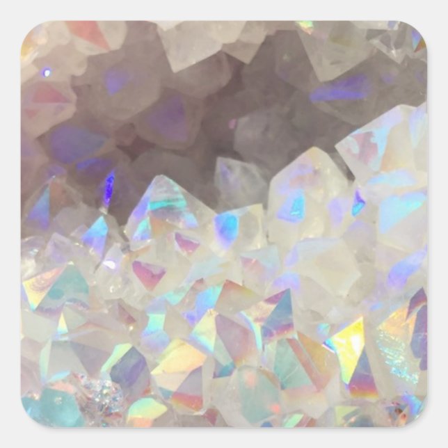 Iridescent Aura Crystals Quadratischer Aufkleber (Vorderseite)