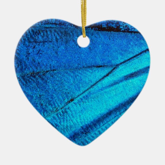 Iridescent Blue Butterfly Wing Keramik Ornament (Vorne)