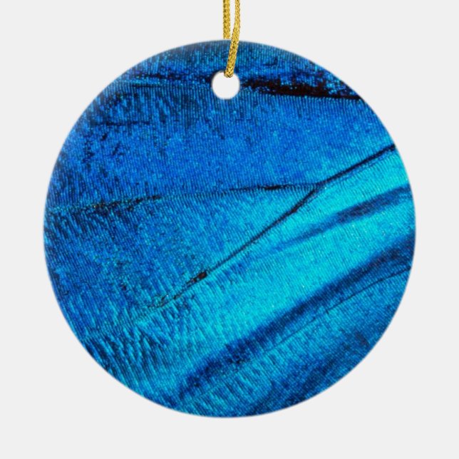 Iridescent Blue Butterfly Wing Keramikornament (Vorne)