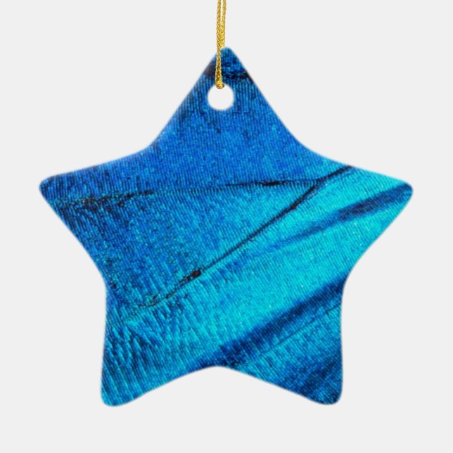 Iridescent Blue Butterfly Wing Keramikornament (Vorne)