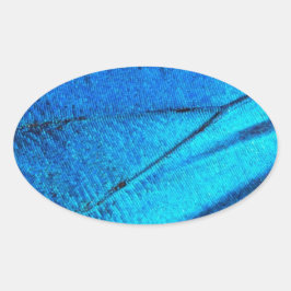 Iridescent Blue Butterfly Wing Ovaler Aufkleber