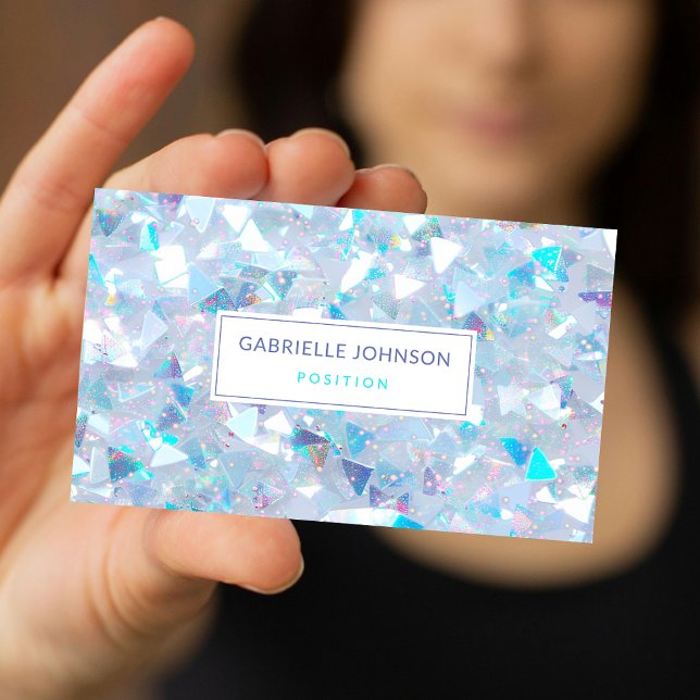 Iridescent Blue Confetti Glitzer Modern Visitenkarte (Von Creator hochgeladen)