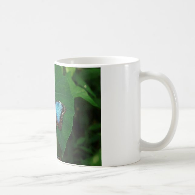 Iridescent Blue mit Black Butterfly Wings Kaffeetasse (Rechts)