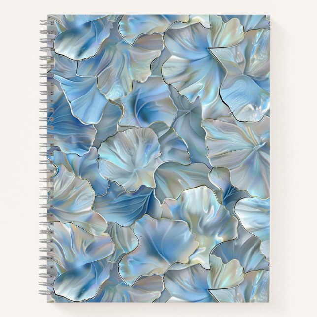 Iridescent Blue Petal Marbled Spiral Notebook Notizbuch (Vorderseite)