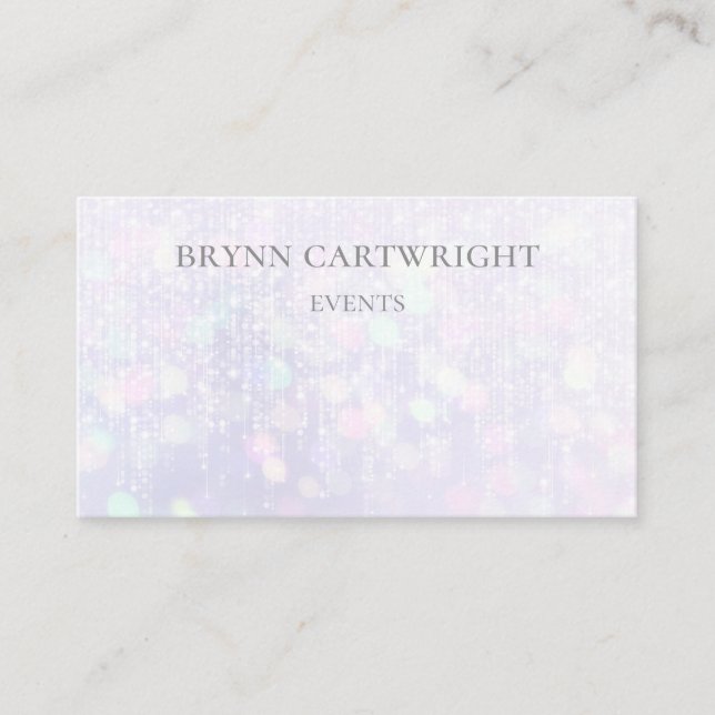 Iridescent Bokeh Sparkle Lights White Visitenkarte (Vorderseite)