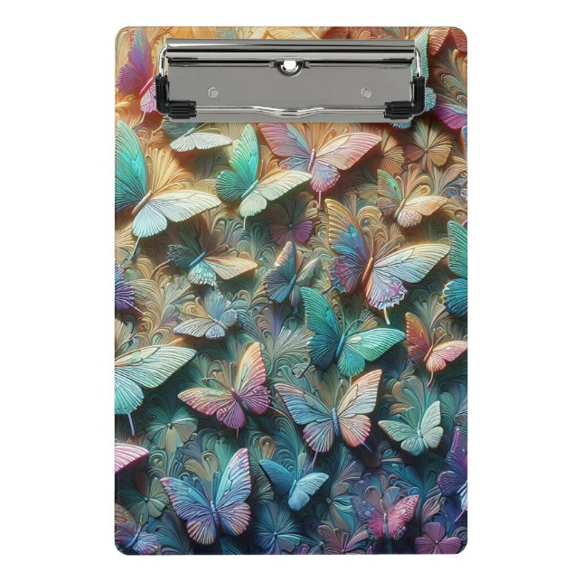 Iridescent Butterfly Garden Mini Klemmbrett (Vorderseite)