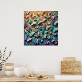 Iridescent Butterfly Garden Poster
