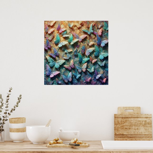 Iridescent Butterfly Garden Poster (Küche)