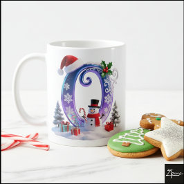 Iridescent Christmas Letter O with Snowman Kaffeetasse