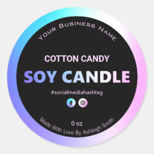 Iridescent Cotton Candy Colored Soy Candle Labels Runder Aufkleber