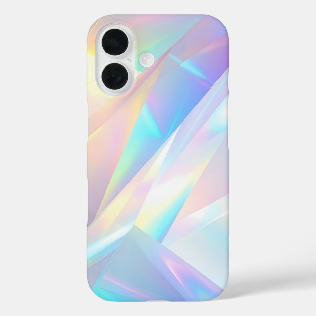 Iridescent Crystal Prism Holographic Design iPhone 16 Hülle (Rückseite)