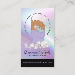 Iridescent Diamond Nail Salon Nail Tech Artist Bus Visitenkarte