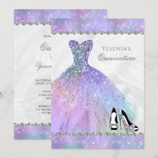 Iridescent Diamond Sparkle Glam Quinceañera Einladung