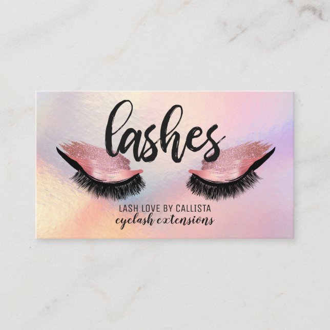 Iridescent Eyelash Pink Glitzer Metallic Lashes Visitenkarte (Vorderseite)