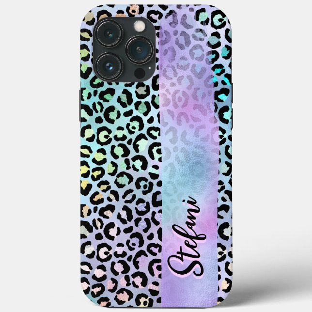 Iridescent Foil Rainbow Leopard Lila Case-Mate iPhone Hülle (Rückseite)