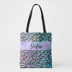 Iridescent Foil Rainbow Leopard Lila Tasche