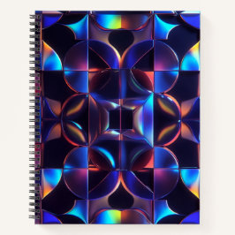 Iridescent Geometric Glow Spiral Notebook - Abstra Notizbuch