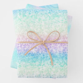 Iridescent Glam Rainbow Pattern Geschenkpapier Set