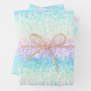 Iridescent Glam Rainbow Pattern Geschenkpapier Set