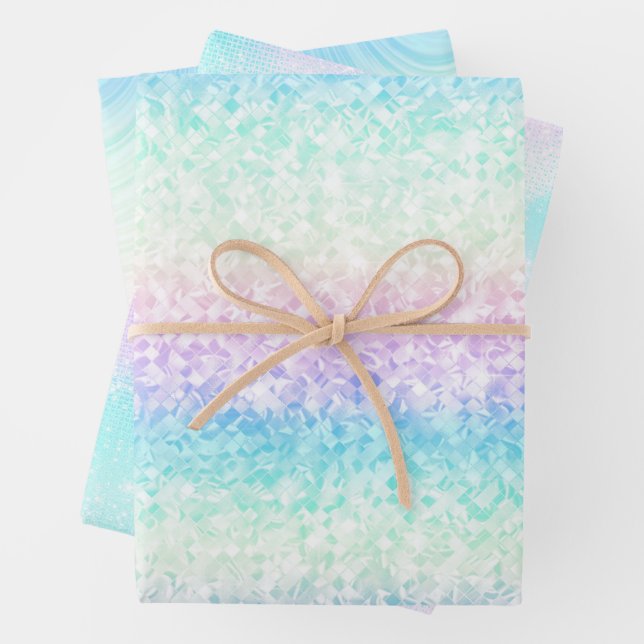 Iridescent Glam Rainbow Pattern Geschenkpapier Set (Beispiel)