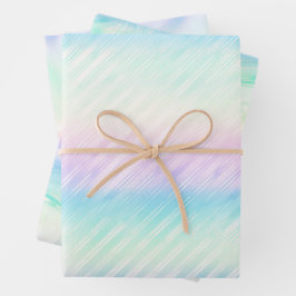 Iridescent Glam Rainbow Pattern Geschenkpapier Set