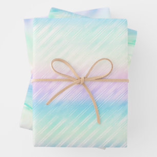 Iridescent Glam Rainbow Pattern Geschenkpapier Set