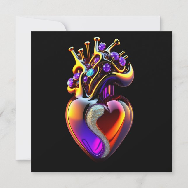 Iridescent Glass Heart Valentine Karte (Vorderseite)