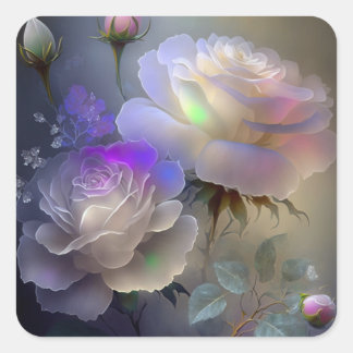 Iridescent Glow-Blume Quadratischer Aufkleber