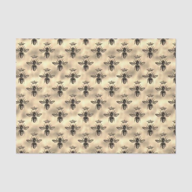 Iridescent Gold Queen Bee Crown Apiary Muster Seidenpapier (Vorderseite)
