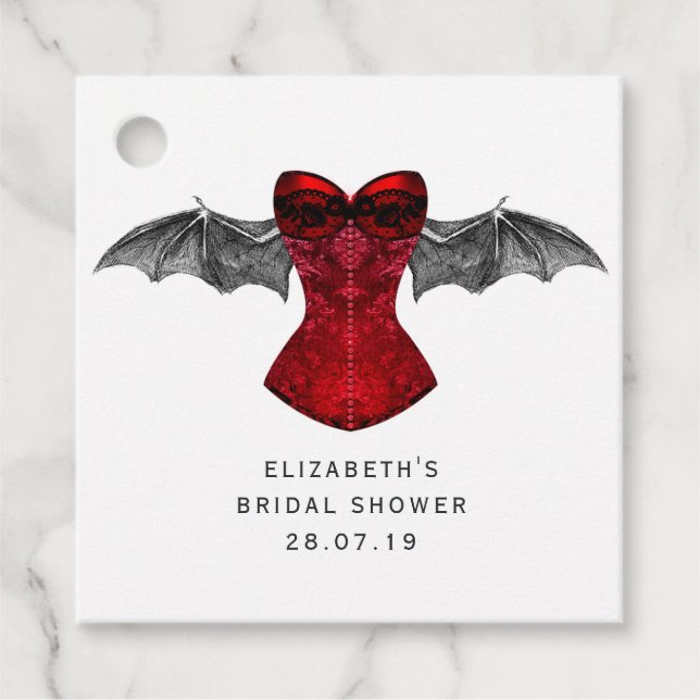 Iridescent Gothic Crimson Red Hexe Geschenkanhänger (Vorderseite)