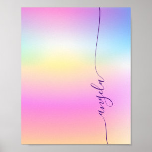Iridescent Gradient Glam Name Telefon-Hintergrundb Poster