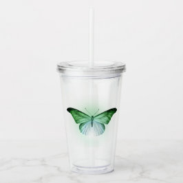 Iridescent Green Butterfly Acryltrinkbecher