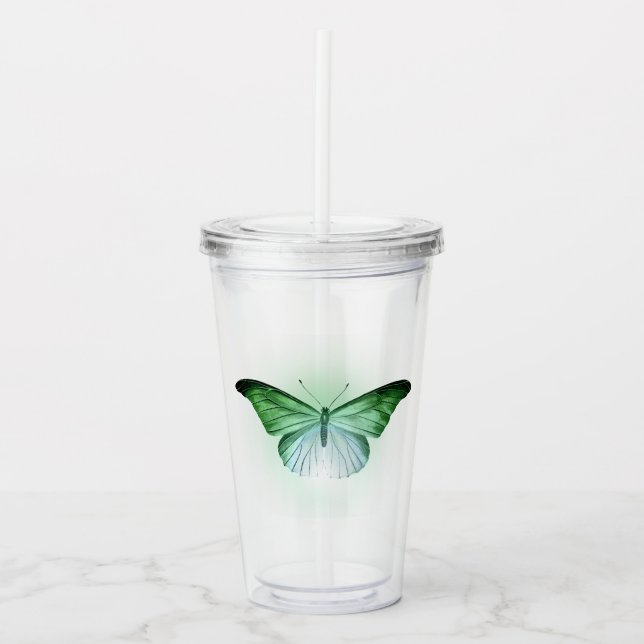 Iridescent Green Butterfly Acryltrinkbecher (Vorderseite)