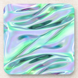 Iridescent Green und Blue MetallicMarbled Getränkeuntersetzer