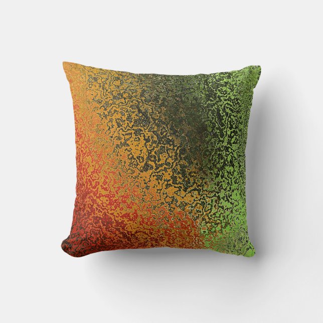 Iridescent Green und Orange Throw PIllow Kissen (Vorderseite)