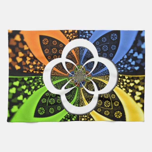 Iridescent Hearts Seamless Polka Dot Abstrakt Art Küchentuch (Horizontal)