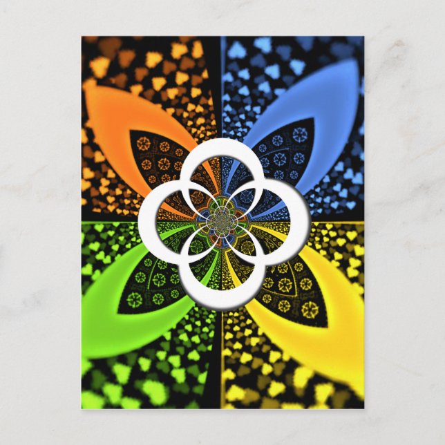 Iridescent Hearts Seamless Polka Dot Abstrakt Art Postkarte (Vorderseite)
