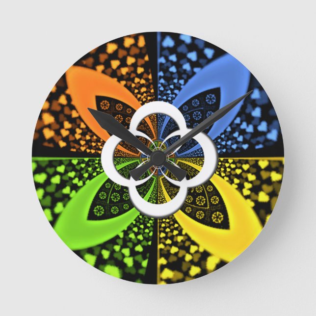 Iridescent Hearts Seamless Polka Dot Abstrakt Art Runde Wanduhr (Vorderseite)