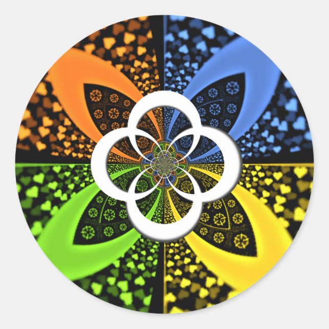 Iridescent Hearts Seamless Polka Dot Abstrakt Art Runder Aufkleber (Vorderseite)